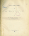 Contributions to New Zealand Botany