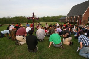 Worshipping outside All Saints