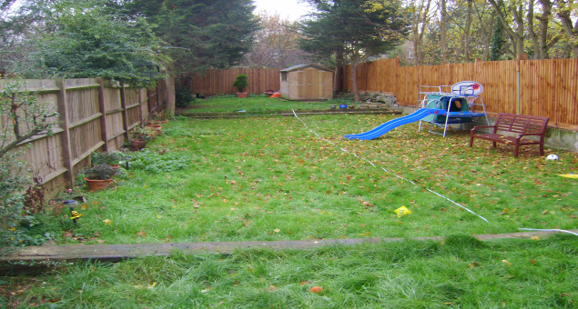 Originally there was an uninteresting lawn stretching from one end to the other with a dip in the middle and a shed at one end. 