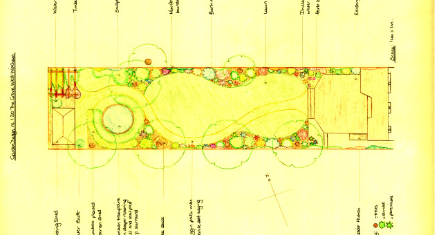 The hand-drawn design for the garden.