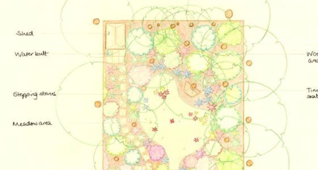 The bespoke, hand-drawn garden design.