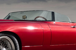 The lowered and raked screen of the Jaguar Speedster