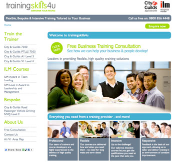 Website shot of the Trainingskills4U website