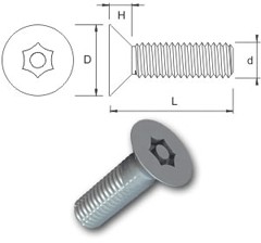 TR Security Machine Screws Type 4 Countersunk Head