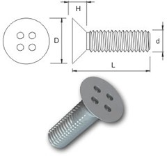 TR Security Machine Screws Type 9 Countersunk Head
