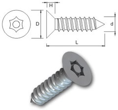 TR Security Self Tapping Screws Type 4 Countersunk Head