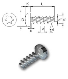 Pan head 30 screws - Recess T