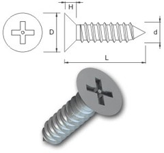 TR Security Self Tapping Screws Type 8 Countersunk Head