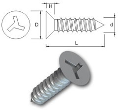 TR Security Self Tapping Screws Type 3 Countersunk Head