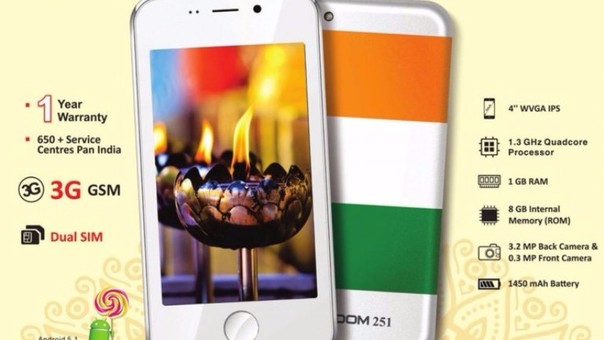 El Freedom 251 trabaja con Android Lollipop 5.1