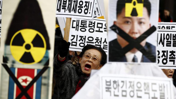 Activistas surcoreanos protestan contra las amenazas del régimen de Kim jong-un