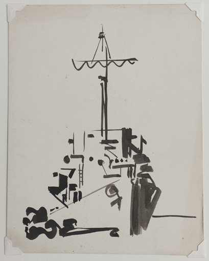 . Ink on paper, 7-1/8" x 5-5/8" (18.1 cm x 14.3 cm); irregular.