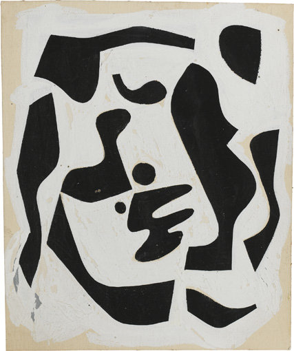 . Gouache on paper, 5-3/4" x 4-11/16" (14.6 cm x 11.9 cm); irregular.