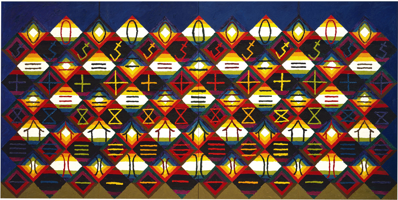 , 1975. Oil on canvas, four panels, overall: 6' 2" x 12' 4" (188 cm x 375.9 cm); each panel: 6' 2" x 3' 1" (188 cm x 94 cm).