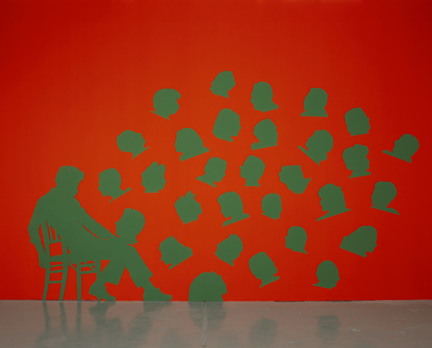 , 1975. Painted aluminum, 10' 10" x 8' 4" (330.2 x 254 cm), overall; 29 heads, 1 seated figure.