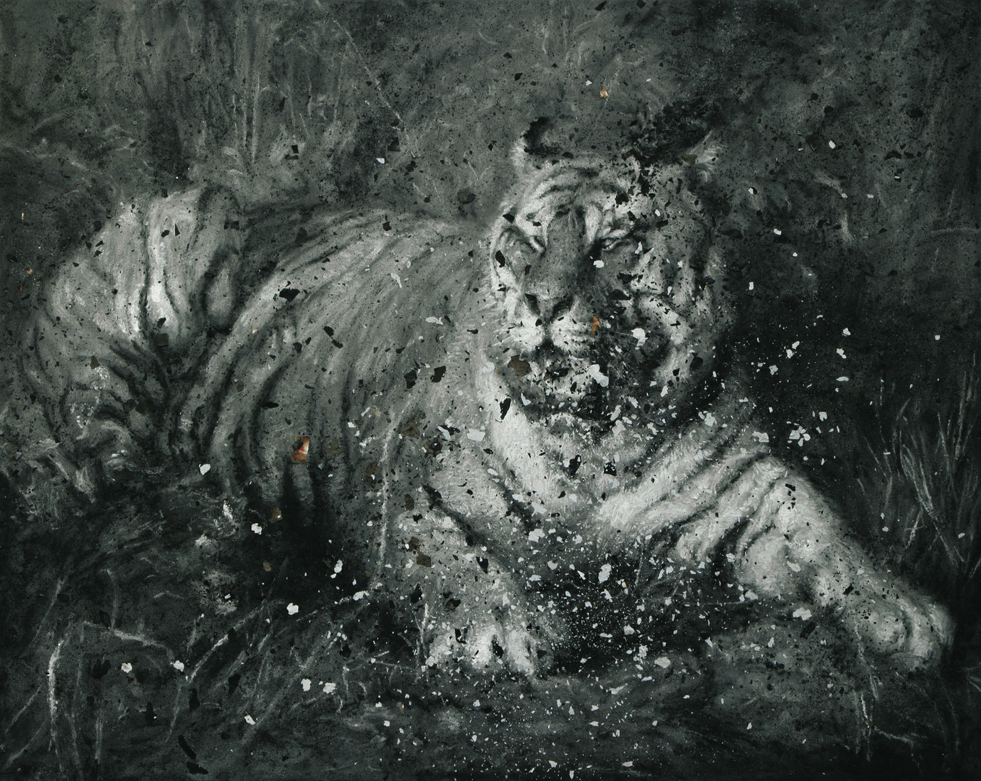 , 2010. Ash on linen, 200x250cm.