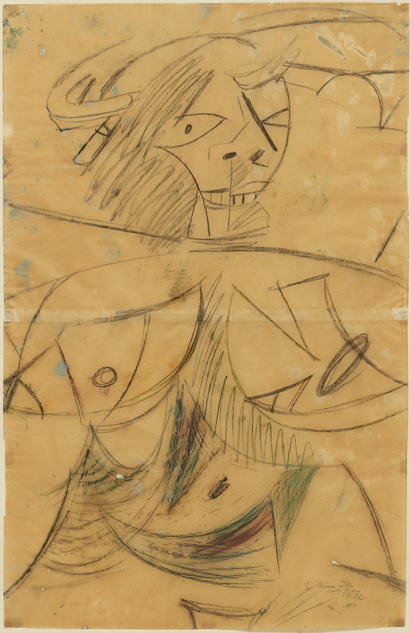 . Charcoal and gouache on tracing paper, 36-1/2" x 23-1/2" (92.7 cm x 59.7 cm).