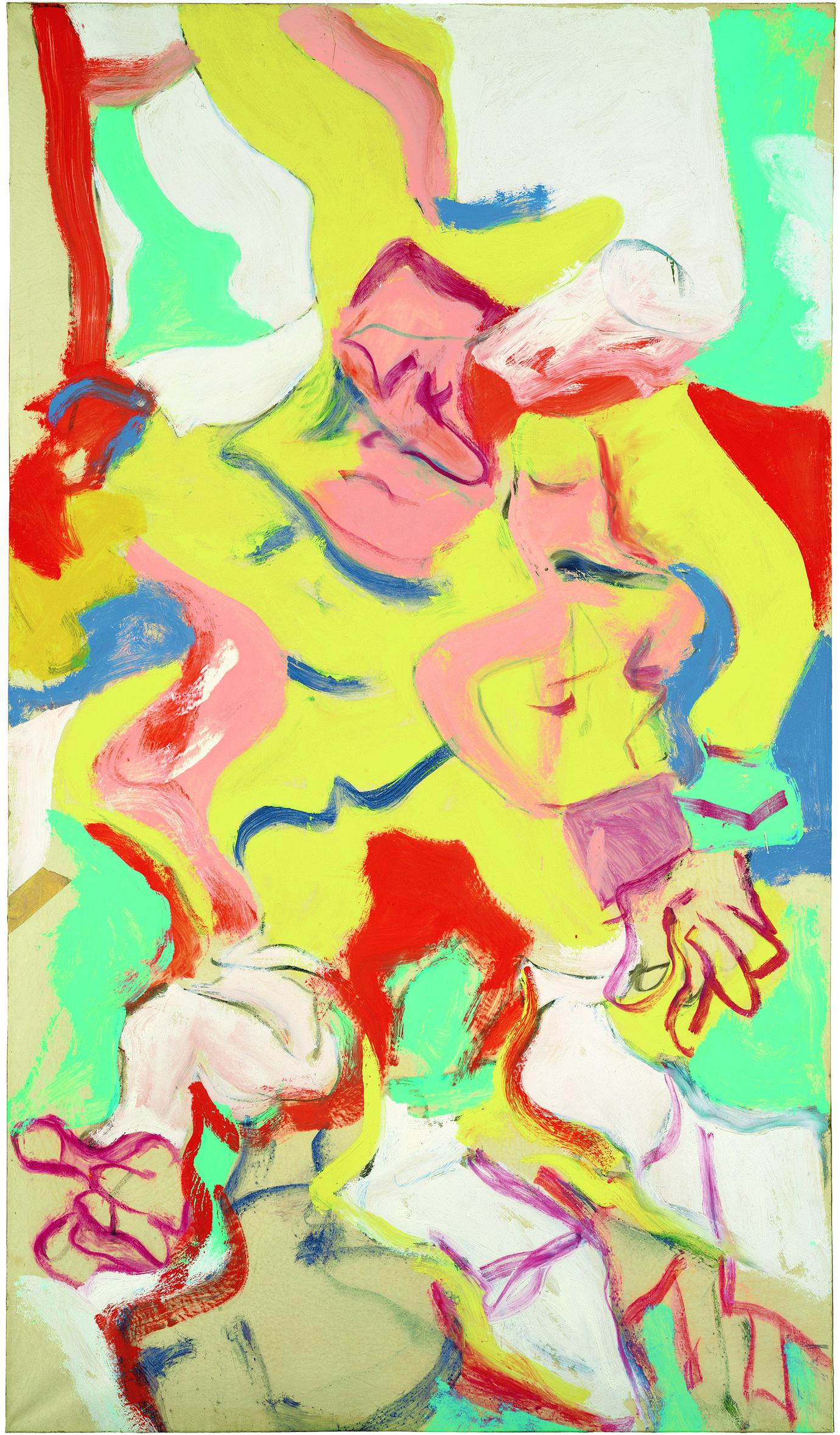 , c. 1970-74. Oil on vellum on canvas, with masking tape, 73-1/2" x 42-1/8" (186.7 cm x 107 cm).