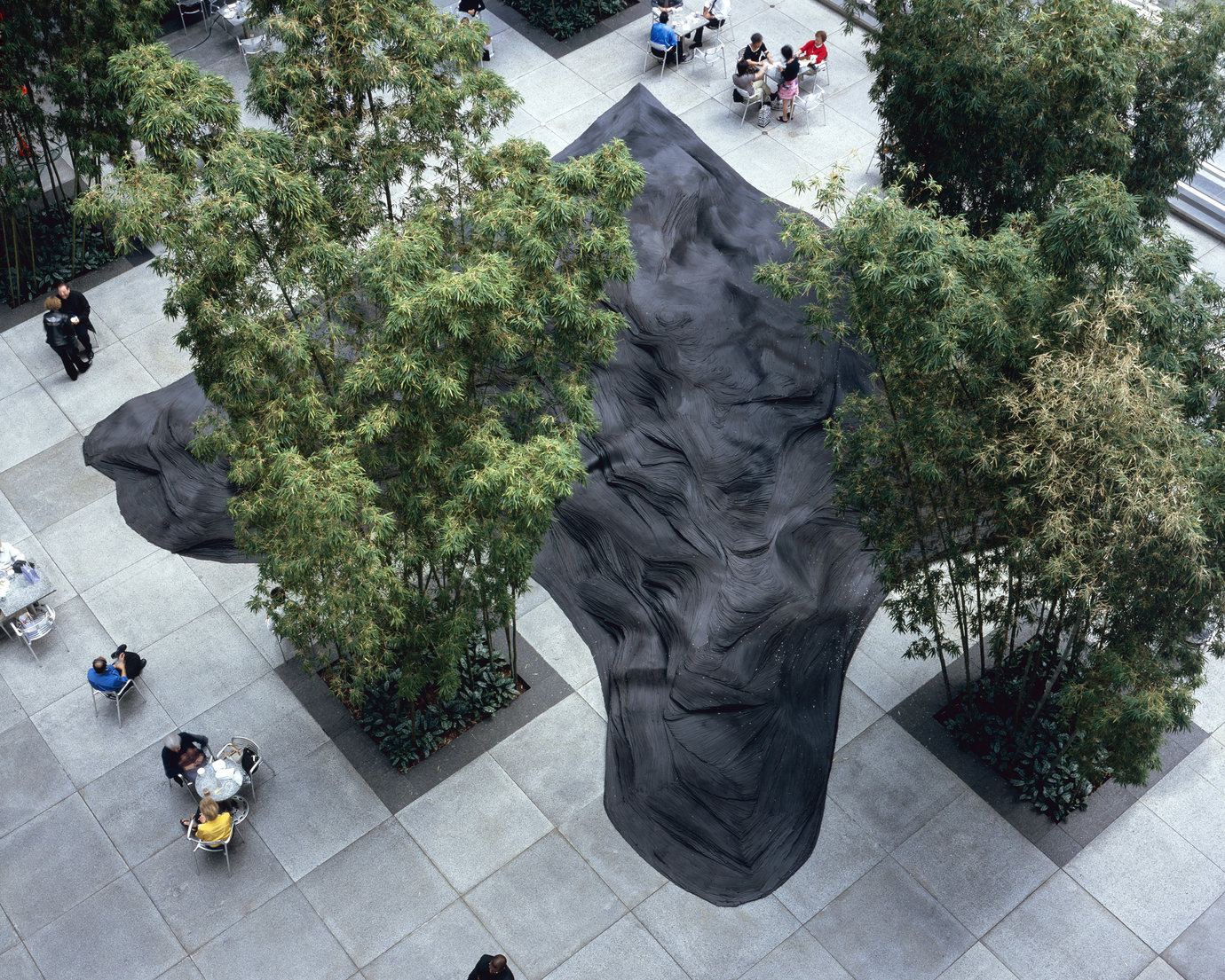 , 2001. Tar paper, 4' x 40' 4" x 50' (121.9 cm x 1,229.4 cm x 1,524 cm).