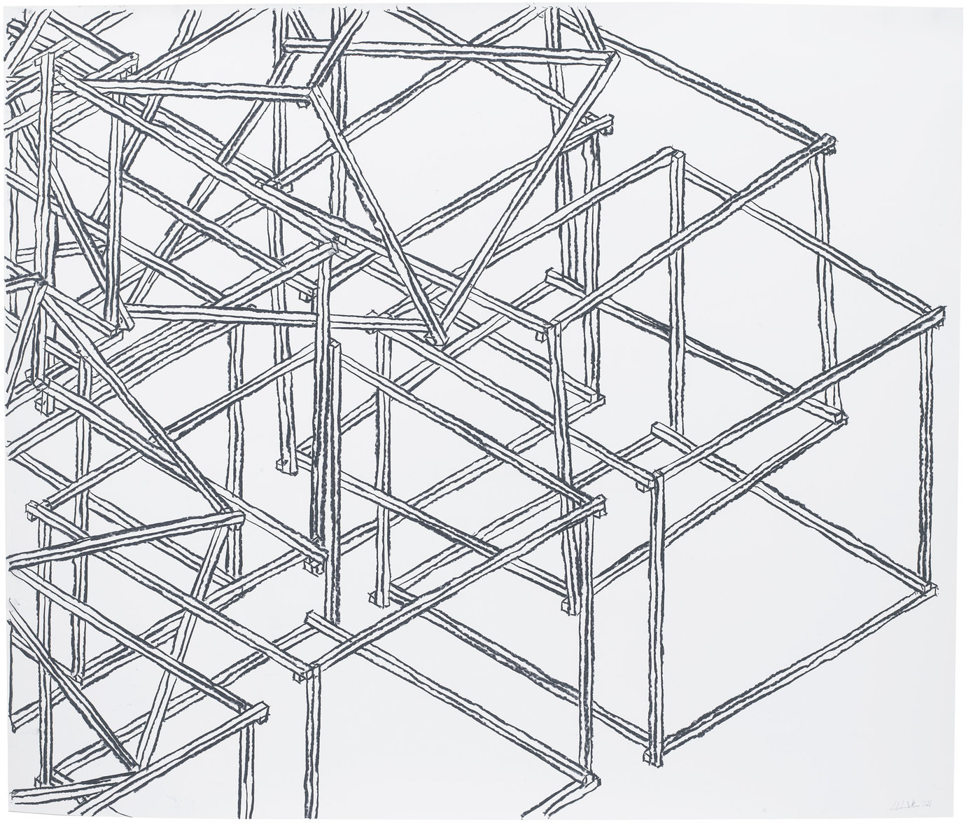 , 2011. Ink and chalk pastel on paper, 42" x 50" (106.7 cm x 127 cm).