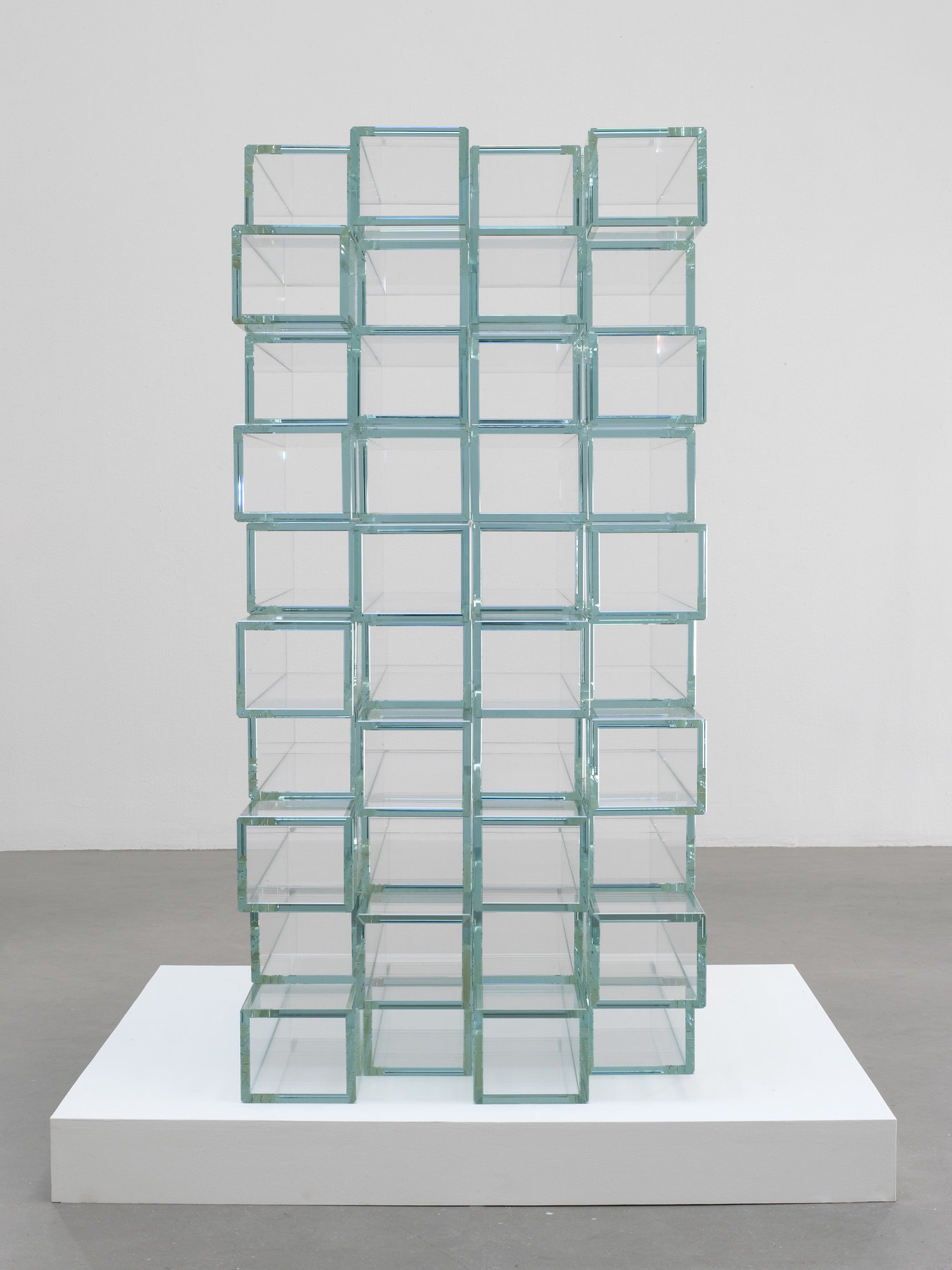 , 2009. Low iron glass, 47-1/8" x 22-3/4" x 29-1/8" (119.7 cm x 57.8 cm x 74 cm),
40 square glass tubes, stacked, overall.