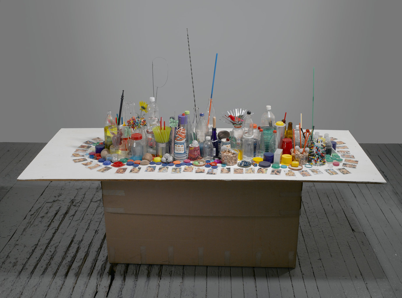 , 2009. Mixed media on painted plywood with commercial cardboard bin, 60" x 84" x 36" (152.4 cm x 213.4 cm x 91.4 cm).