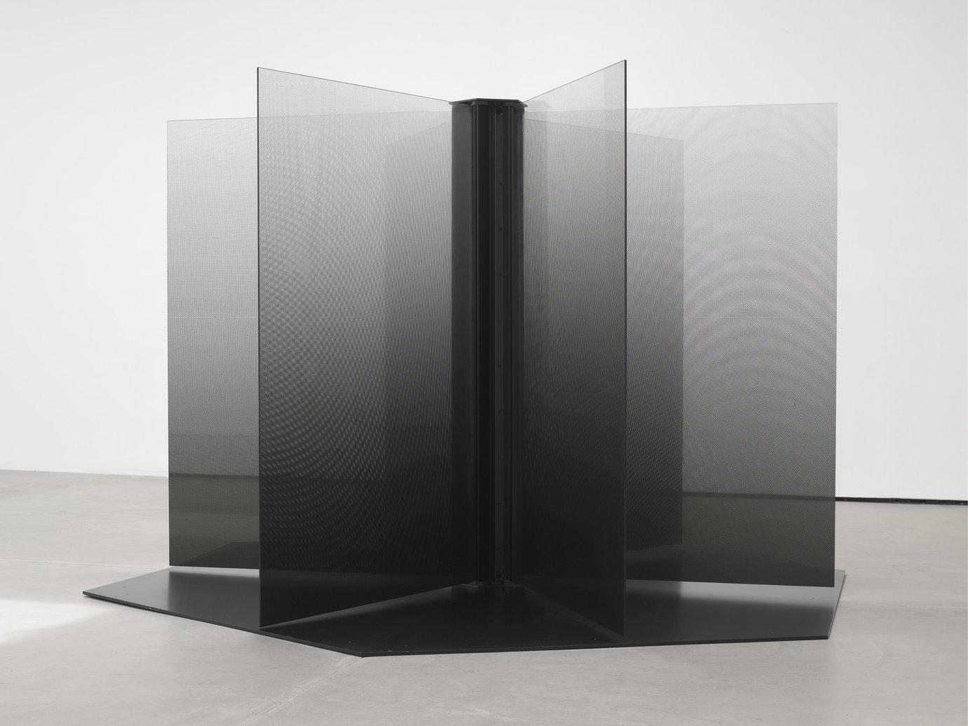 . Six printed glass plates and steel, 81-5/8" x 11' 2-5/8" x 9' 8-5/8"(207.3 cm x 341.9 cm x 296.2 cm).