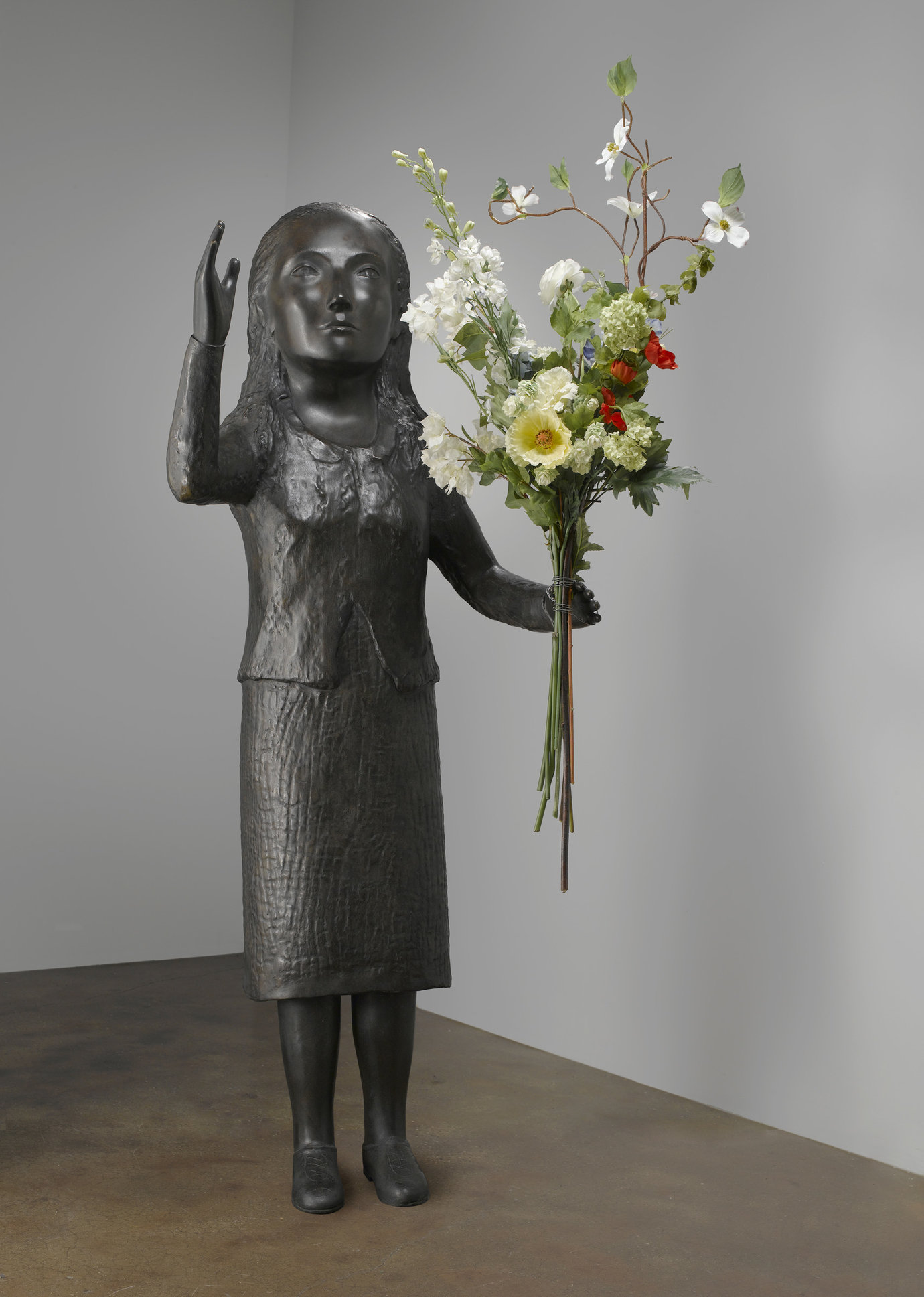 , 2009. Bronze, 64-1/2" x 25" x 21" (163.8 cm x 63.5 cm x 53.3 cm), figure
53-1/2" x 20" x 17-1/2" (135.9 cm x 50.8 cm x 44.4 cm), flowers, variable.
