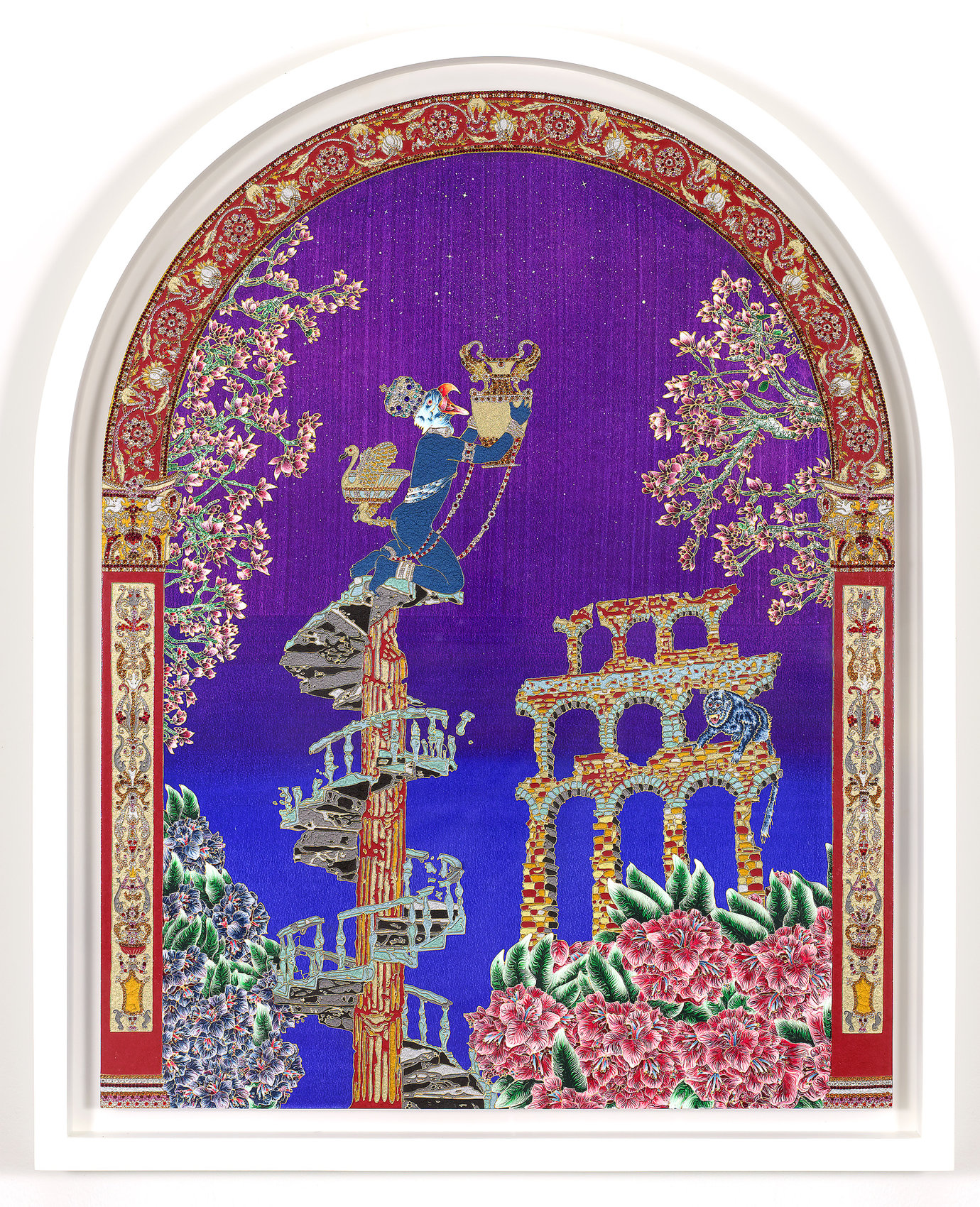 , 2010. Watercolor, acrylic, enamel, glitter and rhinestones on paper mounted onto wood, 36" x 27-15/16" (91.5 cm x 71 cm).