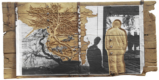 , 2007. Silkscreen mounted on carved antique wood door, 5' 5-1/2" x 10' 11-1/4" x 6-1/2" (166.4 cm x 333.4 cm x 16.5 cm).