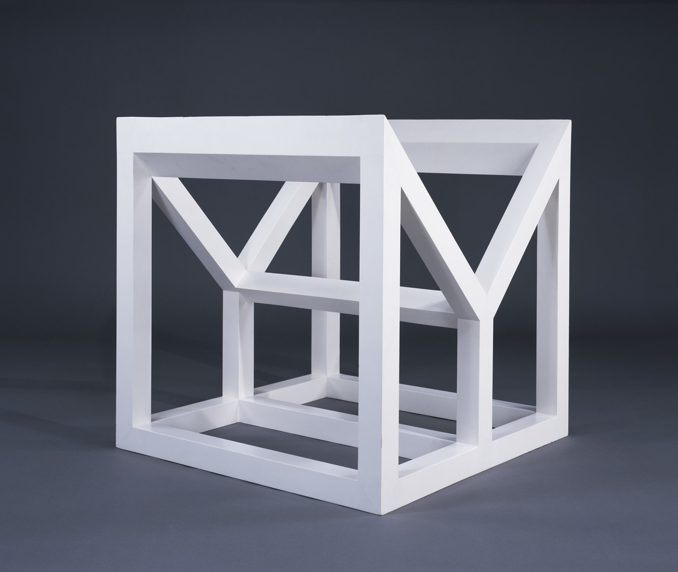 , 1983. Wood painted white, 31-1/2" x 31-1/2" x 31-1/2" (80 cm x 80 cm x 80 cm).