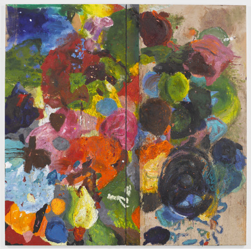 , 2011-2012. Acrylic and sand on canvas, 8' x 8' (243.8 cm x 243.8 cm), overall installed; 8' x 48" (243.8 cm x 121.9 cm), 2 panels, each.