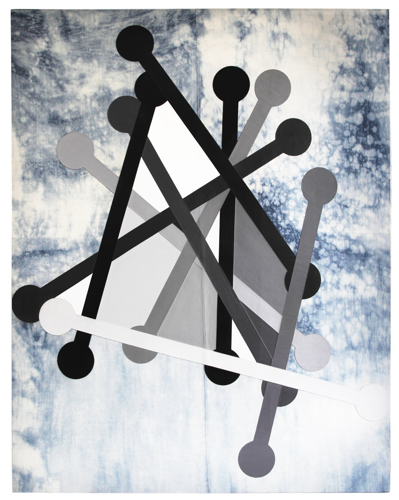 . Acrylic on denim, 250 x 200 x 8 cm, 2012.