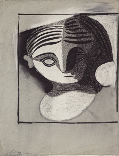 . Charcoal and white chalk on paper, 25 x 19" (63.5 x 48.3 cm).