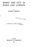 Down and out in Paris and London's poster (George Orwell)