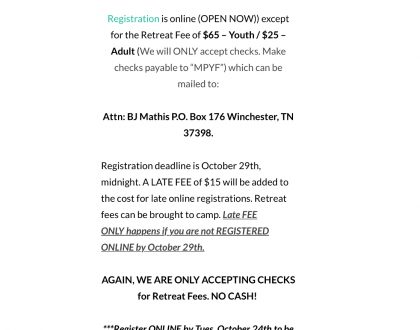 Youth Fall Retreat