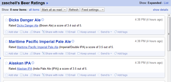 Google Reader screenshot
