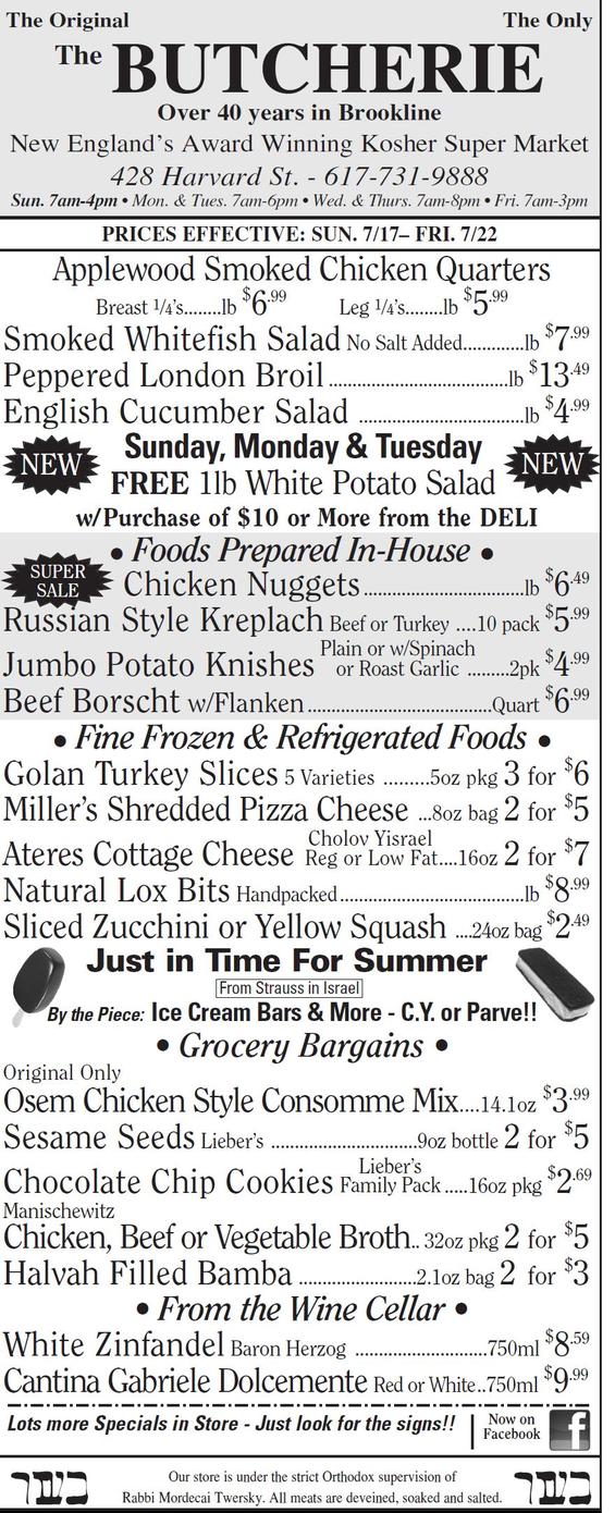 THE BUTCHERIE AD JULY 17-22