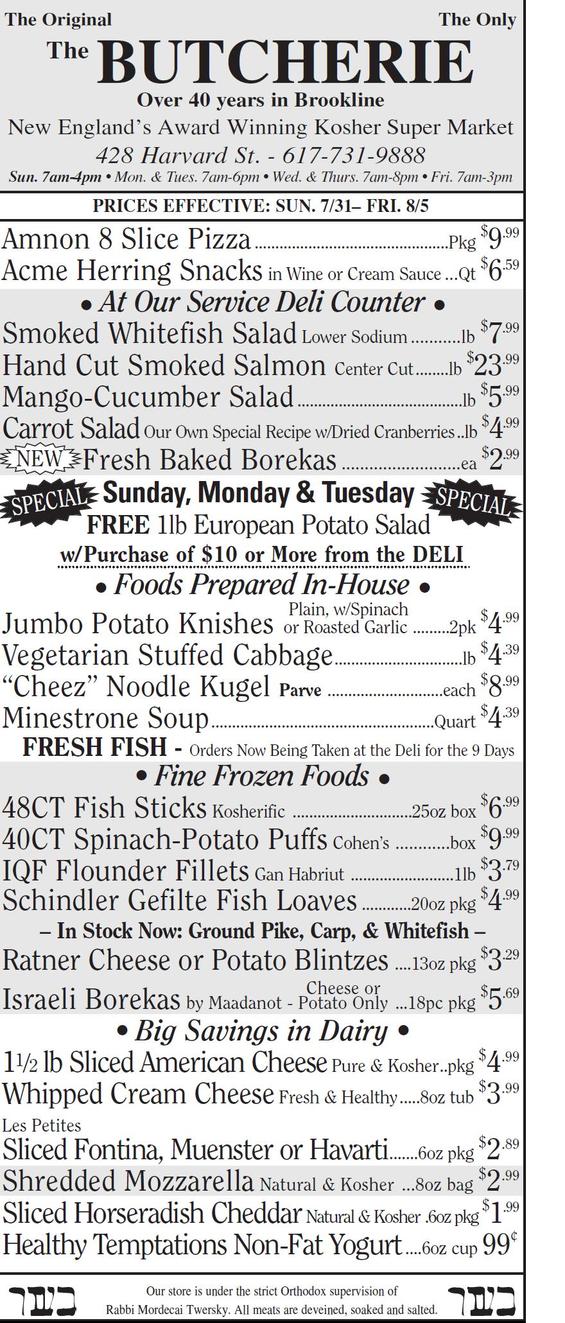 THE BUTCHERIE OF BROOKLINE WEEKLY AD