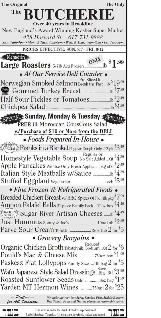 THE BUTCHERIE OF BROOKLINE WEEKLY AD