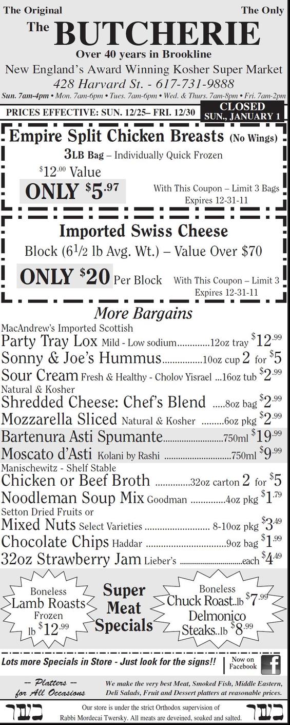 The Butcherie of Brookline Weekly Ad and value Coupons