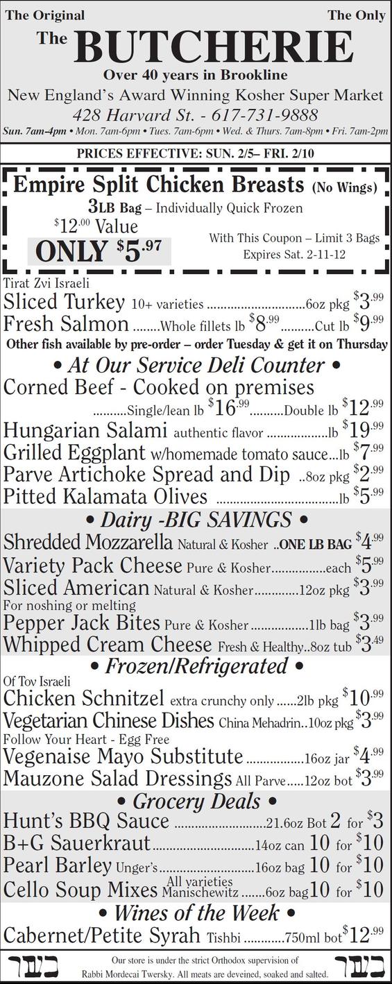 The Butcherie of Brookline Weekly Ad February 5-10