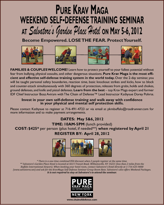PURE KRAV MAGA WEEKEND SELF-DEFENSE TRAINING SEMINAR ON MAY 5&6, 2012
