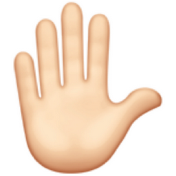 raised hand: light skin tone emoji