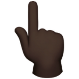 backhand index pointing up: dark skin tone emoji