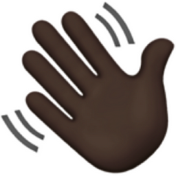 waving hand: dark skin tone emoji