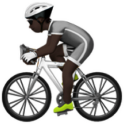 person biking: dark skin tone emoji