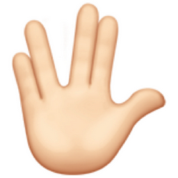 vulcan salute: light skin tone emoji