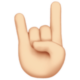 sign of the horns: light skin tone emoji