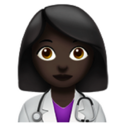 woman health worker: dark skin tone emoji